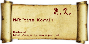 Mátits Korvin névjegykártya